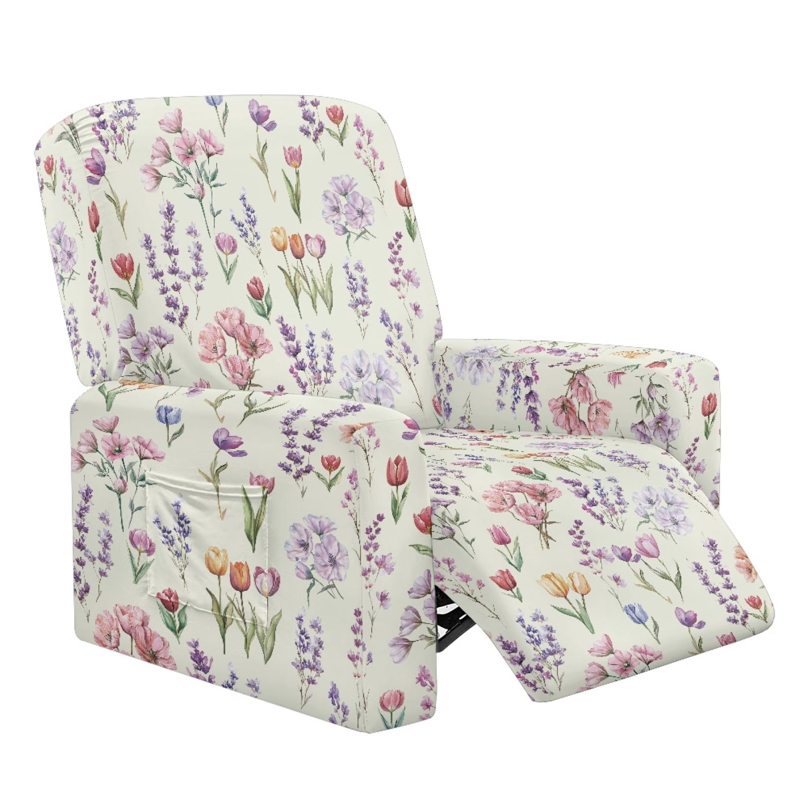 Renewold Floral Tulip Lavender Couch Cover Recliner Fitted