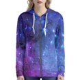 thumbnail image 1 of Renewold Galaxy Full Zip Hoodie Fall Spring Cardigan with Drawstring Leisure Athletic Cricket Sweatshirt Round Neck Sportswear Jackets for Women Size L, 1 of 6