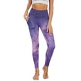 thumbnail image 1 of Renewold Galaxy Violet Leggings for Women with Pockets Buttery Soft Running Pants High Waisted Spandex Graphic Leggings Thick Essential Pants Scrunch Butt Lifting, XL, 1 of 8