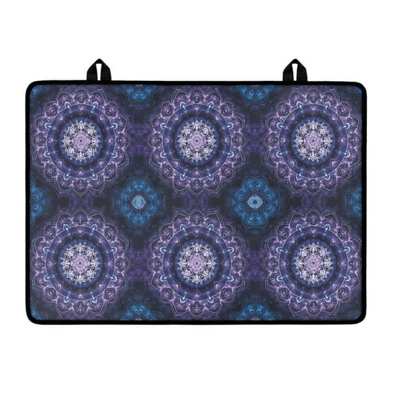 Renewold Glass Stove Cover Stovetop Protector Cover Foldable Electric Stove Top Protector Prevent Scratching Washer Dryer Top Cover for Home Decor, Boho Flower Violet Blue