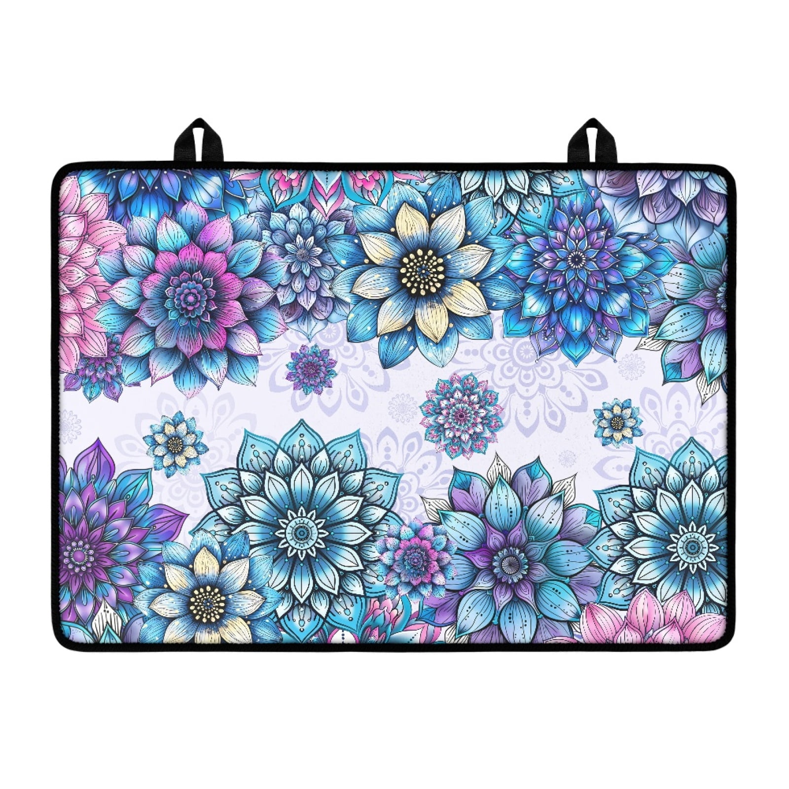 Renewold Glass Top Stove Cover Electric Stove Mat Foldable Non-slip Cooktop Mat Multipurpose Washer Dryer Top Protector Range Cover for Kitchen Counter, Bohemian Flower Blue