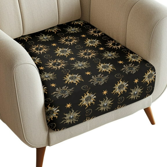 Renewold Gold Sun Moon Star Print Stretch Sofa Seat Cushion Slipcover Soft Dog Couch Slipcover Elastic Separate Armchair Slipcover Pet Friendly for Living Room Home Decor, S