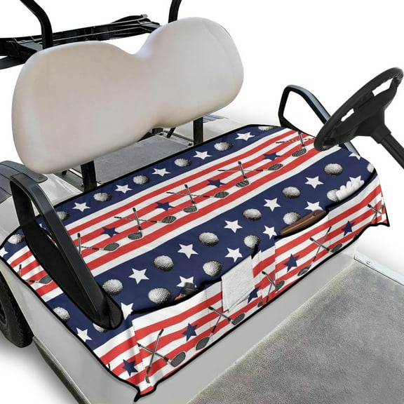 Renewold Golf Ball Club American Flag Golf Cart Seat Cover with Pockets Soft Breathable Quick Dry Towel Blanket Fits for EZGO Yamaha Club Cars and More 2 Person Seats