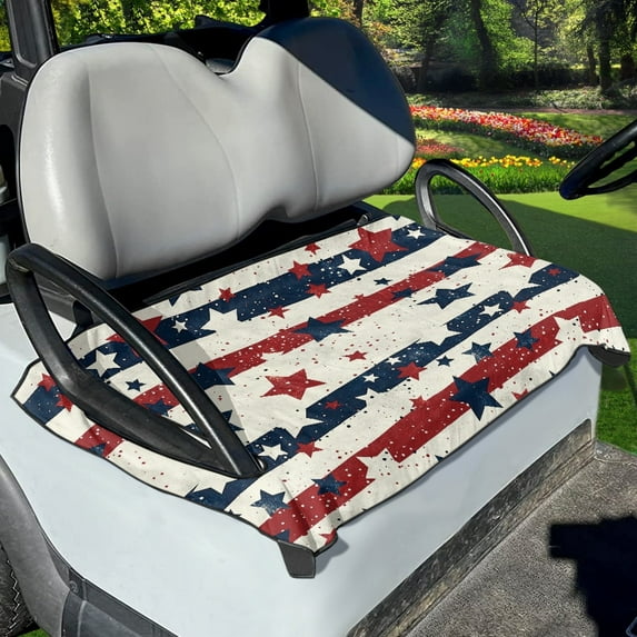 Renewold Golf Cart Accessories Comfortable Golf Cart Seat Cover Towel 4th of July Patriotic Decor Fits for 2/4 Person Seats Club Car Seats, 52.36" x 32.28", American Flag Stripes