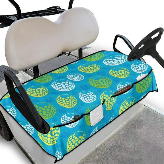 Renewold Golf Cart Seat Blanket with Pockets Soft Quick Dry Towel Seat Cover Keeps Seat Comfort Fits for 2 Person Club Cars and All Weather, Golf Ball Yellow Blue