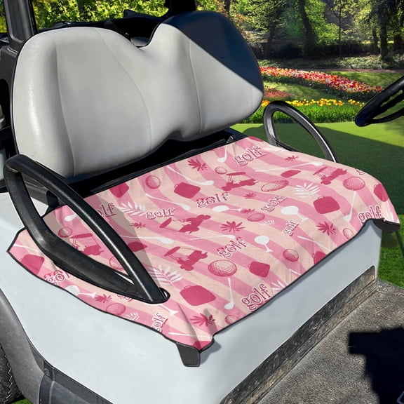Renewold Golf Cart Seat Cover Breathable Golf Blanket Keeps Seat Cool and Comfortable Fits for All 2-Seat Golf Carts, Golf Stripes Pink