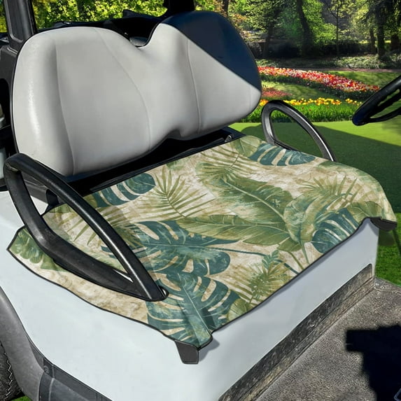 Renewold Golf Cart Seat Cover Comfort Golf Cart Seat Towel Blanket Fits for EZGO Yamaha Club Cars and More 2-Seat Golf Cart, Palm Banana Leaf Monstera