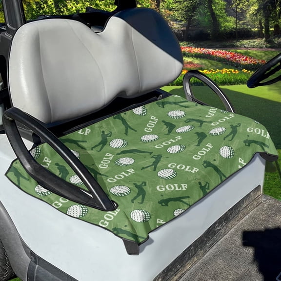 Renewold Golf Cart Seat Cover Lightweight Golf Cart Seat Blanket Universal Fit for EZGO Yamaha Club Cars and More 2-Seat Golf Cart, Golf Golfer Green