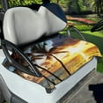 thumbnail image 1 of Renewold Golf Cart Seat Cover Portable Golf Blanket Keeps Seat Comfortable and Clean Universal Fit for Most Golf Carts, Hawaiian Palm Tree Gold Blue, 1 of 5