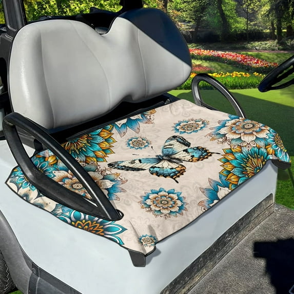 Renewold Golf Cart Seat Cover Portable Golf Cart Accessories Keeps Seat Comfortable and Clean Universal Fit for Most Golf Carts, Butterfly Boho Floral