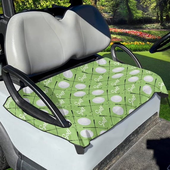 Renewold Golf Cart Seat Cover Portable Golf Cart Accessories Keeps Seat Comfortable and Clean Universal Fit for Most Golf Carts, Golf Ball Club Light Green