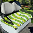 thumbnail image 1 of Renewold Golf Cart Seat Cover Portable Golf Cart Seat Blanket Easy to Install Suitable for 2/4 Person Seats Golf Cart Club Car, Golf Green White Stripes, 1 of 5