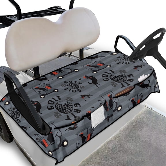 Renewold Golf Cart Seat Cover Quick Dry Comfort Towel Blanket with Pockets Keeps Seat Cool and Clean Fit for All Weather, 52" x 32", Golf Grit Dog Stripes Gray