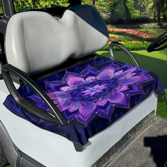 Renewold Golf Cart Seat Cover Soft Breathable Golf Blanket Keeps Seat Cool and Comfortable Suitable for All 2-Seat Golf Carts, Boho Floral Violet