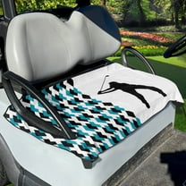 Renewold Golf Cart Seat Cover Soft Golf Cart Seat Towel Blanket Fits for EZGO Yamaha Club Cars and More 2-Seat Golf Cart, Golfer Diamond Blue White