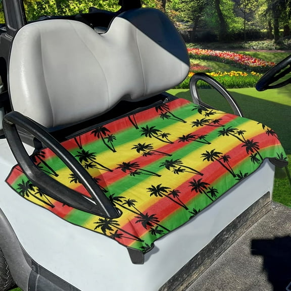 Renewold Golf Cart Seat Cover Soft Golf Cart Seat Towel Blanket Fits for EZGO Yamaha Club Cars and More 2-Seat Golf Cart, Hawaiian Palm Tree Colorful