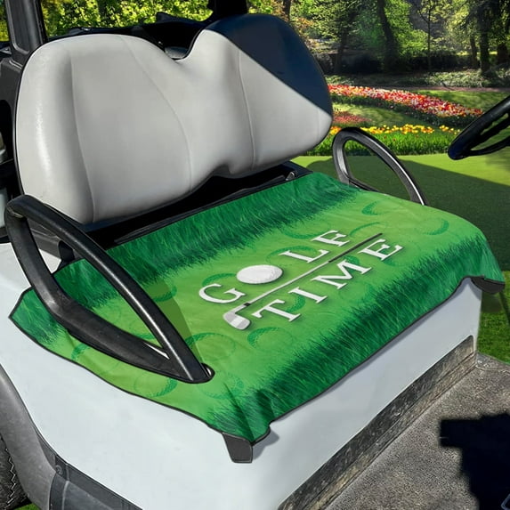 Renewold Golf Cart Seat Cover Soft Golf Towel Blanket Accessories Suitable for EZGO Yamaha Club Cars and More 2-Seat Golf Cart, Golf Time Green