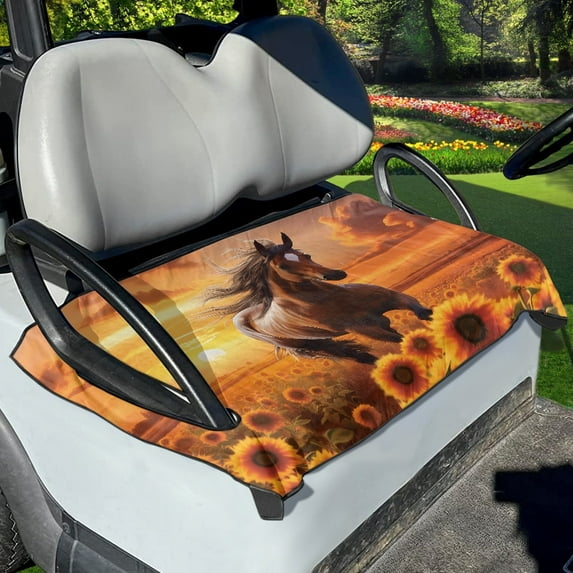 Renewold Golf Cart Seat Cover Universal Golf Cart Seat Blanket Suitable for EZGO Yamaha Club Cars and More 2-Seat Golf Cart, Sunflower Horse