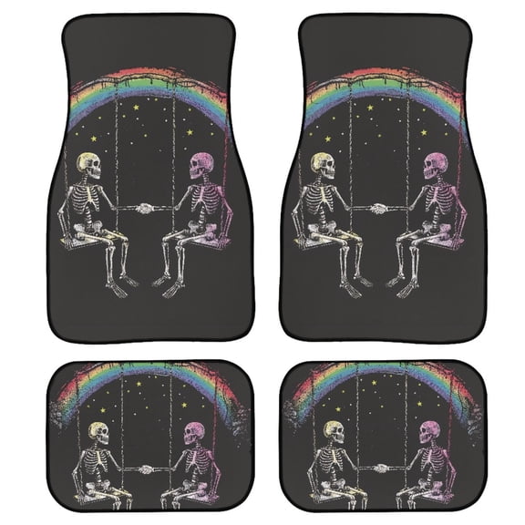 Renewold Gothic Skeleton Swing Rainbow Car Floor Mats All Weather Protection Car Carpets Non-Slip Auto Rugs Auto Accessories Universal Fit Car SUV Truck Van Sedan