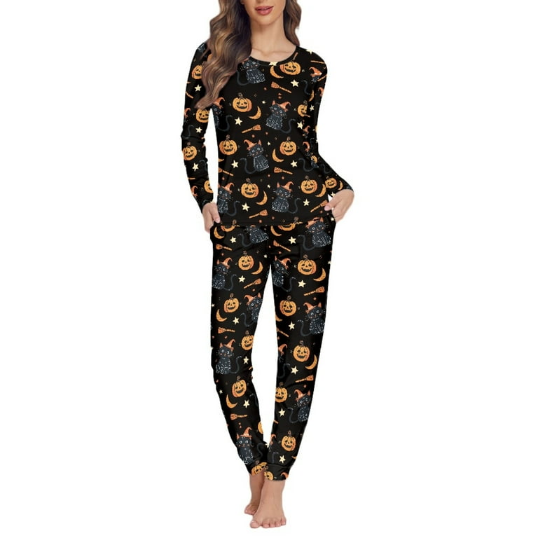 Renewold Halloween Pajama Set Comfy Pants Black Cat Pajamas Two - Main Image