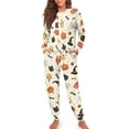 thumbnail image 1 of Renewold Halloween Pjs Set Drawstring Pajamas Cat Bats Pajama Sets Cozy Lounge Wear Size S 2 PCS Breathable Pjs Spooky Long Sleeve Sleepwear Jogger Sets Yoga Outfits, 1 of 7