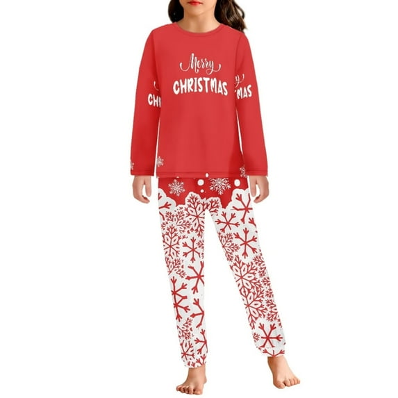 Renewold Happy Christmas Boys Girls Pajama Pants Bottoms Set of 2 Snowflake Personalized Relaxed Home Life Outfits Loungewear Softness Red Athletic Clothing Size 13-14