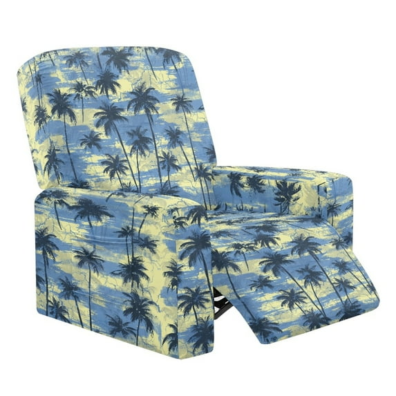 Renewold Hawaii Palm Tree Reclining Sofa Cover Heavy Duty Blue Green Couch Protector 4 Pieces Recliner Cover Machine Washable Lazy Boy Recliner Chair Slipcover for Pets, Dogs, Cats