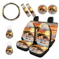 thumbnail image 1 of Renewold Hawaiian Beach Palm Tree Sun Orange Car Accessories Full Set, Universal Car Seat Covers Steering Wheel Cover Seat Belt Pad Cup Holder Key Chains 11 PCS Car Accessories Fit for Most Vehicles, 1 of 7