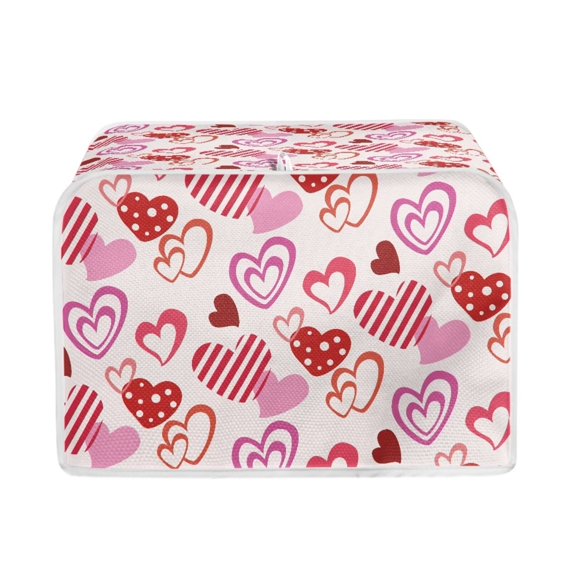 Renewold Heart Print Toaster Cover 2 Slice Dustproof Oven Cover for Home Kitchen Valentine's Day Gifts Wide Slot Durable Baking Supplies Protection Cover