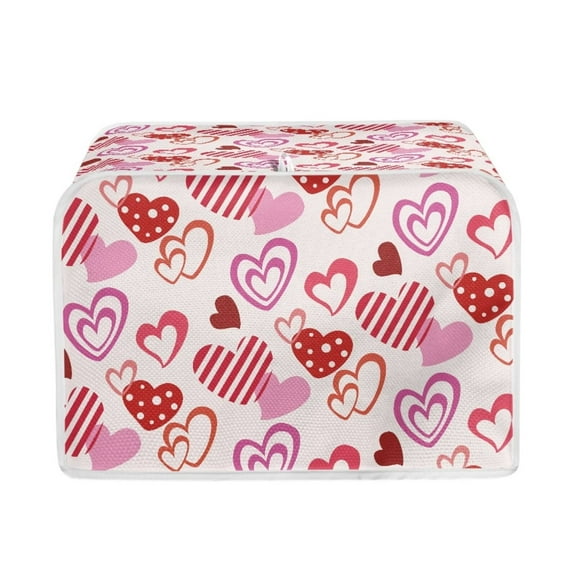 Renewold Heart Print Toaster Cover 2 Slice Dustproof Oven Cover for Home Kitchen Valentine's Day Gifts Wide Slot Durable Baking Supplies Protection Cover