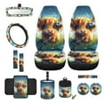 thumbnail image 1 of Renewold Highland Cow 12 PCS Auto Accessories Car Seat Covers with Steering Wheel Cover Seat Belt Covers Armrest Pad Trash Bin Sunglass Pocket Rear View Mirror Cover Coasters Key Chain, 1 of 7