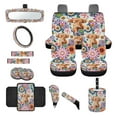 thumbnail image 1 of Renewold Highland Cow Boho Floral Car Seat Cover for Women, with Steering Wheel Cover Seat Belt Strap Pad Handbrake Gear Shift Knob Cover Waste Bin Armrest Rearview Mirror Cover Coasters, 14 PCS, 1 of 7