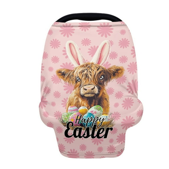 Renewold Highland Cow Daisy Pink Baby Car Seat Covers Nursing Scarf Car Seat Canopy Shopping Cart Cover and High Chair Cover Protect Babies and Breastfeeding Mothers