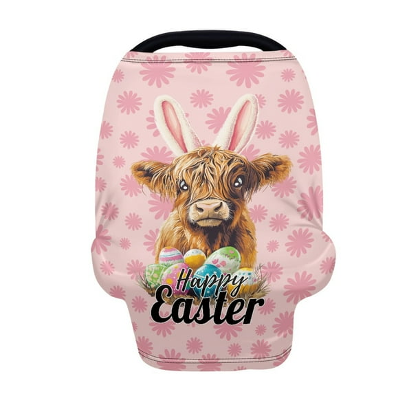 Renewold Highland Cow Daisy Pink Baby Car Seat Covers Nursing Scarf Car Seat Canopy Shopping Cart Cover and High Chair Cover Protect Babies and Breastfeeding Mothers
