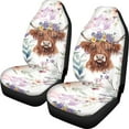 thumbnail image 1 of Renewold Highland Cow Floral Violet Car Seat Cover for Women Men, Non-slip Front Bench Protection Breathable Auto Accessories Universal Fit Most Vehicles, 1 of 7