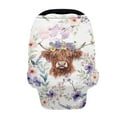 thumbnail image 1 of Renewold Highland Cow Floral Violet Car Seat Covers Baby Car Canopy Shopping Cart Cover Scarf Lightweight Stroller Cover Women Mother Nursing Breastfeeding Covers, 1 of 7