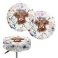 thumbnail image 1 of Renewold Highland Cow Floral Violet Round Stool Covers Washable Stretch Bar Stool Seat Cover 12"-14" Dustproof Stool Slipcover Home Bar Decor, 2 Count, 1 of 6