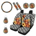 thumbnail image 1 of Renewold Highland Cow Sunflower 11 Pieces Car Front Back Seat Covers for Women Non-Slip Breathable Black Cow Print Seat Protector Steering Wheel Covers, Seat Belt Strap Covers Car Coasters Keychain, 1 of 7