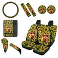 thumbnail image 1 of Renewold Highland Cow Sunflower 12 Pieces Car Seat Cover Full Set, with Steering Wheel Cover Seat Belt Strap Wrap Cover Armrest Pad Handbrake Cover Gear Shift Cover Car Coasters, Easy to Install, 1 of 7