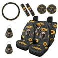 thumbnail image 1 of Renewold Highland Cow Sunflower Black Leopard Print Car Seat Cover Full Set Car Accessories 11 PCS, with Comfy Steering Wheel Covers Seat Belt Cover Car Coasters Keychain Universal Fit Most Vehicles, 1 of 7