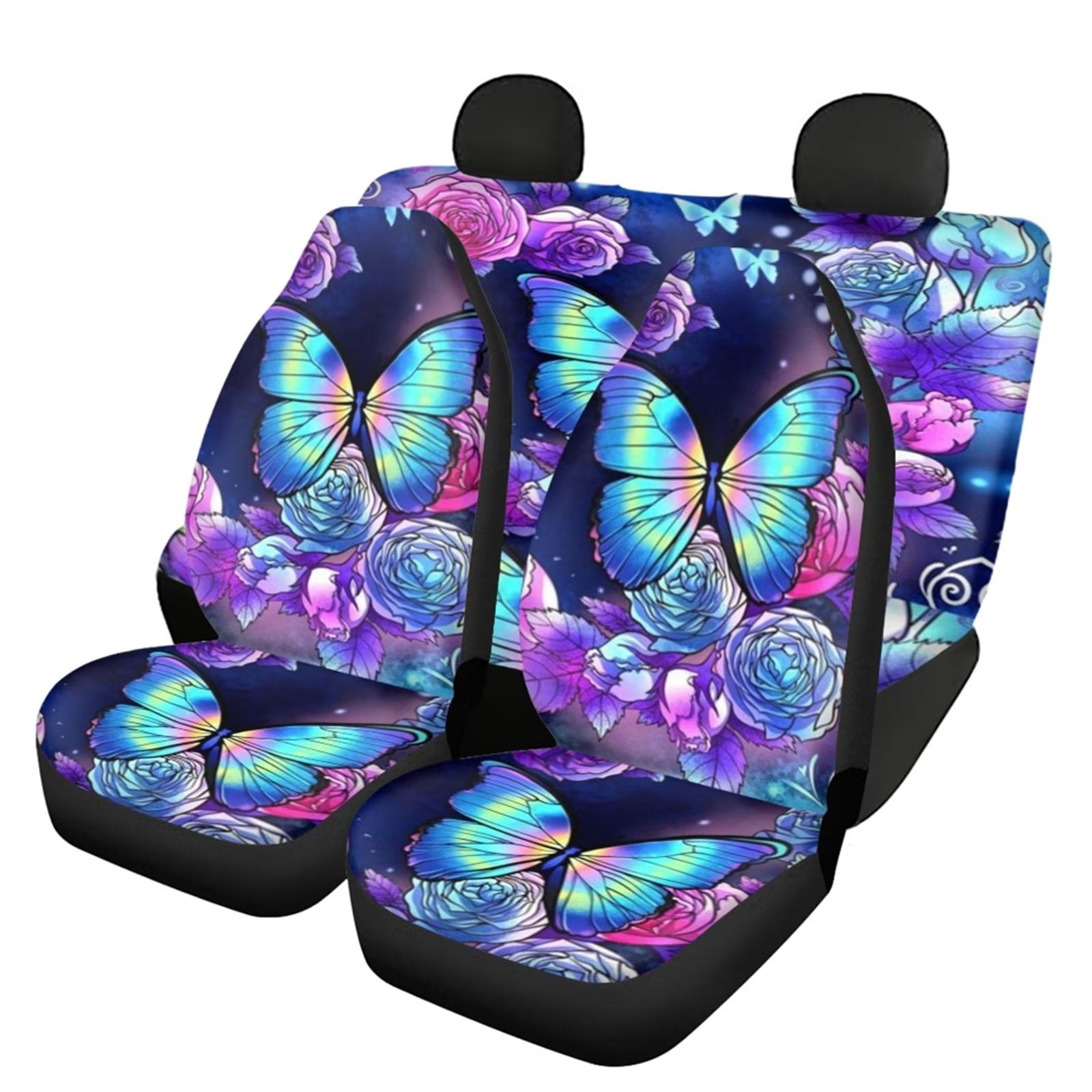 Renewold Hippie Butterfly Hibiscus Flowers Car Seat Covers for Women 4
