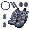thumbnail image 1 of Renewold Hippie Flower Lotus Blue Purple Car Seat Covers Full Set, Washable Auto Seat Covers with Steering Wheel Covers, Seat Belt Pad, Coaster, Keychains Car Interior Accessories for Men Women, 1 of 7