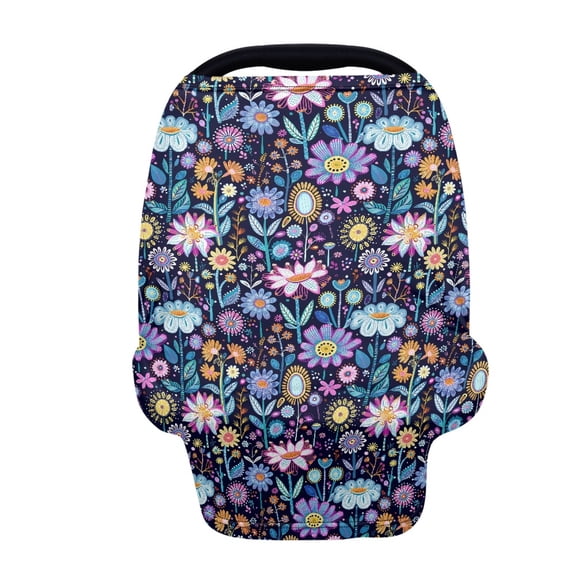 Renewold Hippie Flower Lotus Blue Violet Infant Car Seat Cover Stretchy Nursing Scarf Cute Car Seat Canopy Shopping Cart Cover and High Chair Cover Protect Babies and Breastfeeding Mothers