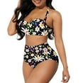 thumbnail image 1 of Renewold Hippie Flowers Women Swimsuits 2 Piece Halter High Cut Bathing Suits Size L Tummy Control Bikini Set Self-Cultivation Gym Sports Crop Tops+High Waisted Briefs, 1 of 6