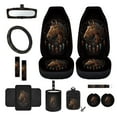 thumbnail image 1 of Renewold Horse Dream Catcher 12 Pcs Front Car Seat Cover Set with Steering Wheel Cover Seat Belt Pads Armrest Cover Coaster Trash Bag Air Vent Storage Bag Rearview Mirror Cover Keychain, 1 of 7