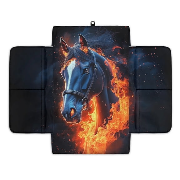 Renewold Horse Flame Car Center Console Pad Comfortable Armrest Box Protector Soft Hand Rest Pillow for Car Seat Organizer Arm Rest Cushion Protective Cover Automobile Decor