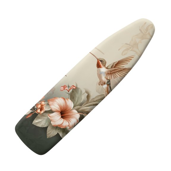 Renewold Hummingbird Ironing Board Covers with Padding Standard Size Iron Board Pad Protection 3 Fasteners Hook and Loop Fastener Strap Ironing Board Pad for Sleeves Floral Home Laundry Decor