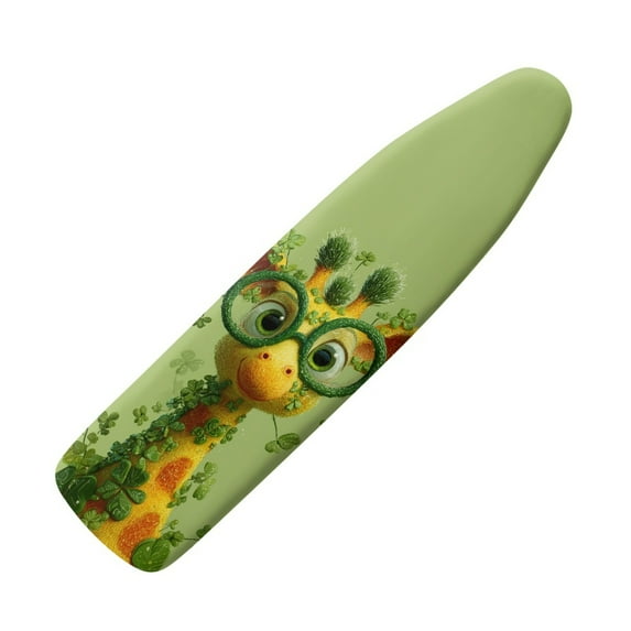 Renewold Ironing Board Cover with Elastic Edge Resist Scorching Irish Ironing Board Protector Standard Size for St Patricks Day Home Decor, 55 x 16 Inches, Giraffe Shamrock Green