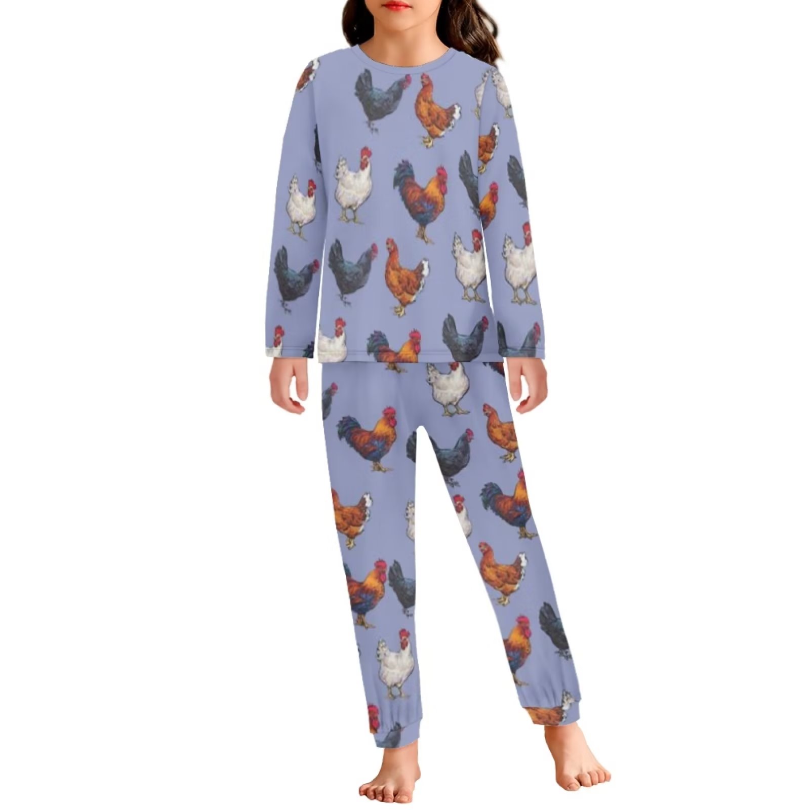 Renewold Kid Chicken Graphic Pajama Set Girl Boys 1314T Round Neck