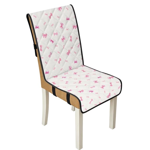 Renewold Kitchen Chair Covers Machine Washable Dining Chair Slipcovers Stain Resistant Dining Room Seat Covers Non-Slip hair Protector for Kitchen Restaurant, Pink Bow Print White